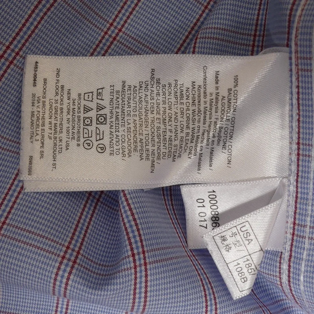 Brooks Brothers Madison‎ Fit Long Sleeve Button Up Shirt Blue Red Check 17 33